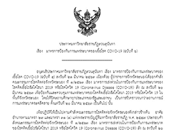 Announcement of Suan Sunandha Rajabhat
University Subject: Measures to prevent
the spread of COVID-19 (No. 6)