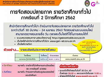 Description of online examination for
general education courses, semester 2,
academic year 2019