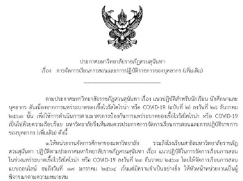 Announcement of Suan Sunandha Rajabhat
University regarding teaching and
learning management and performance of
personnel (additional)