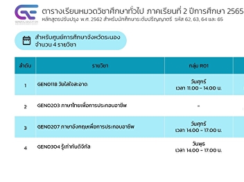 Announcement of the general education
class schedule, semester 2, academic
year 2022 (online teaching format)