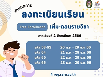 Notification of registration schedule
Add and withdraw courses manually????
(Free Enrollment)