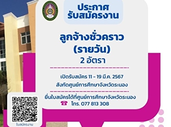 Announcement for recruitment of
temporary employees (daily), 1 security
guard and 1 cleaning staff.