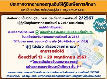 Announcements from the Student Loan Fund
event  Suan Sunandha Rajabhat University
Bangkok