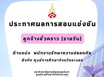 Announcement of the results of the
competitive examination for employment
as a university employee